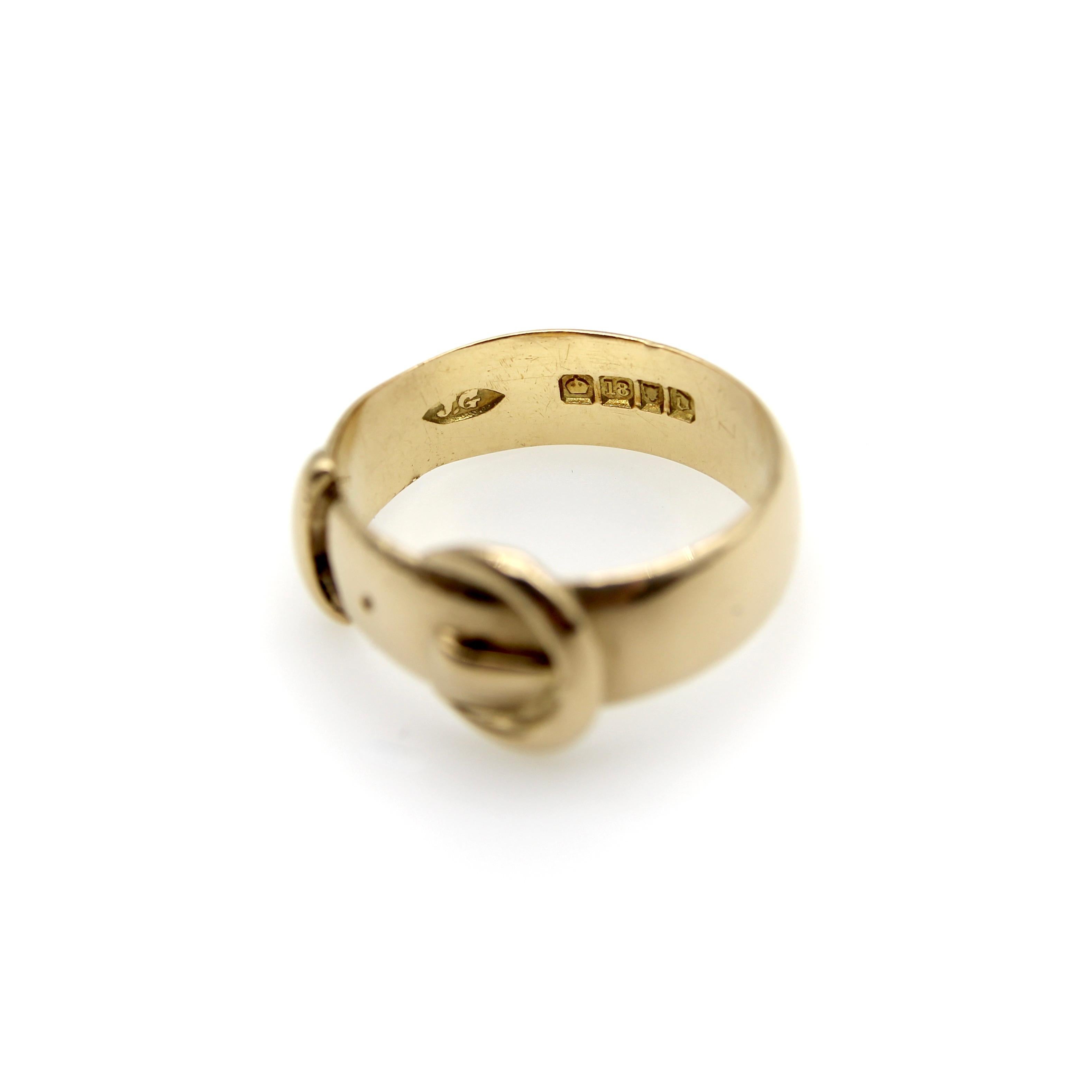 Anello con fibbia edoardiano in oro 18 carati in vendita 2