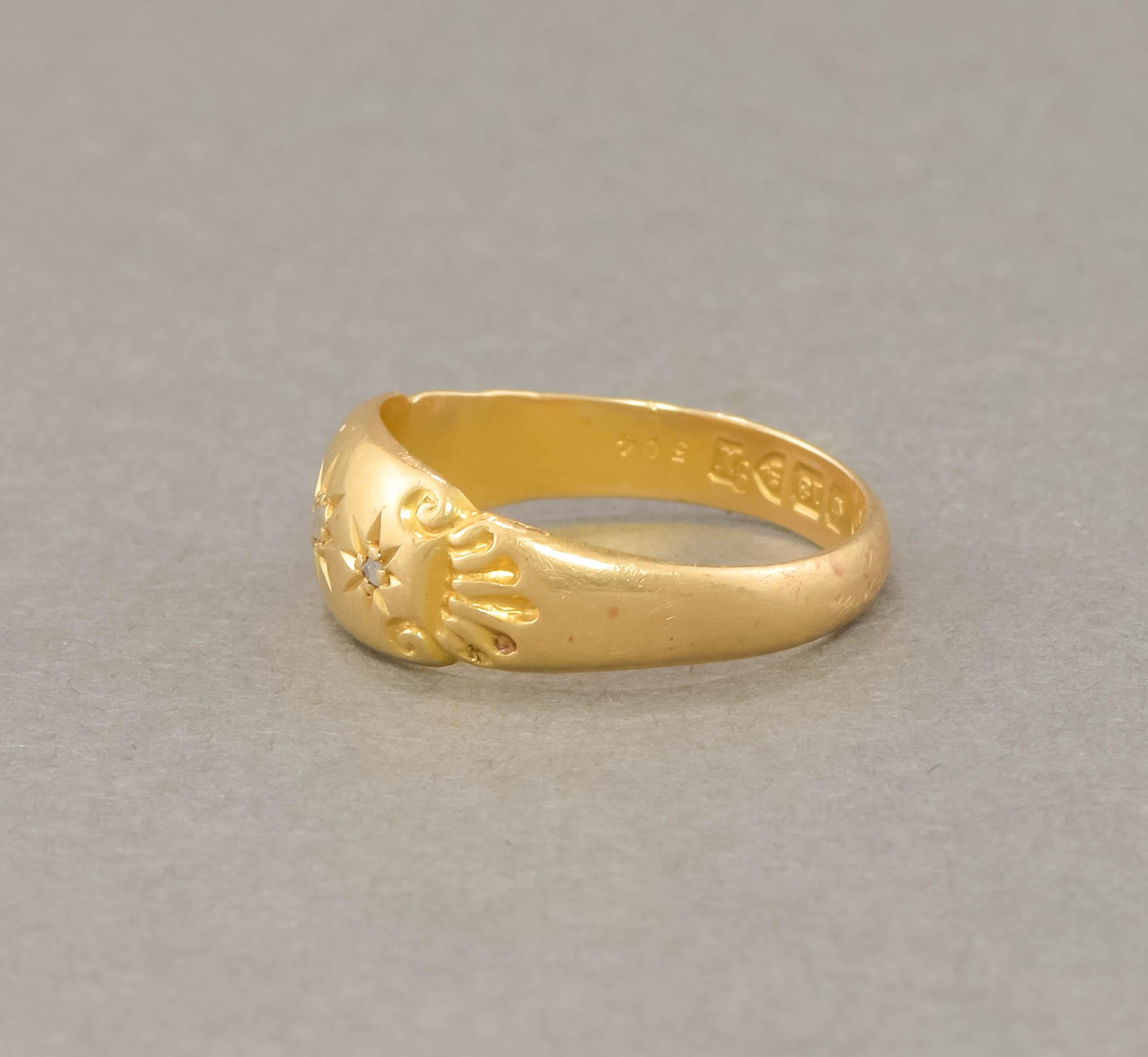Edwardian 18K Gold Diamond Band Ring, Hallmarked Chester 1910 - 1911 3