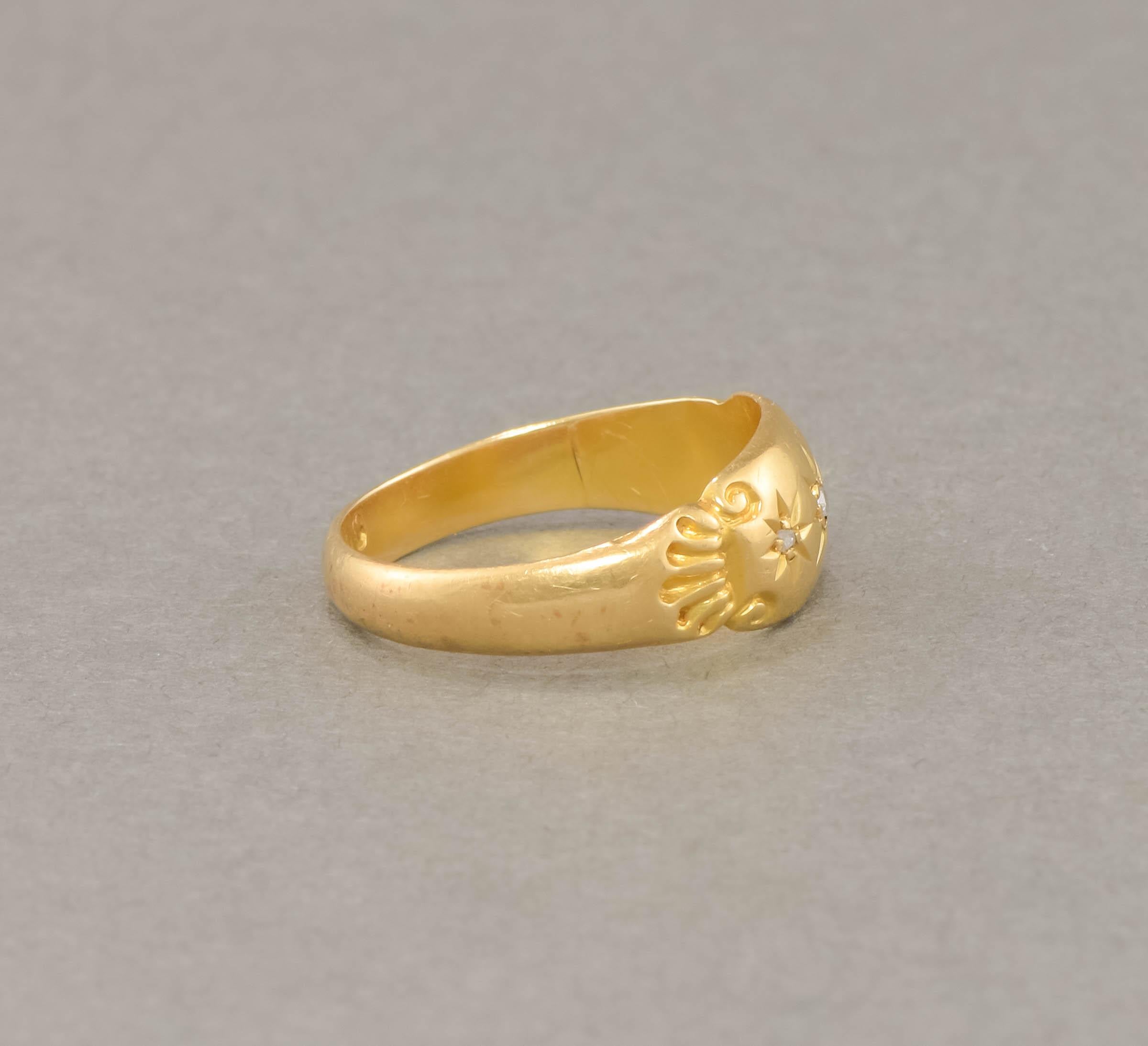 Edwardian 18K Gold Diamond Band Ring, Hallmarked Chester 1910 - 1911 5