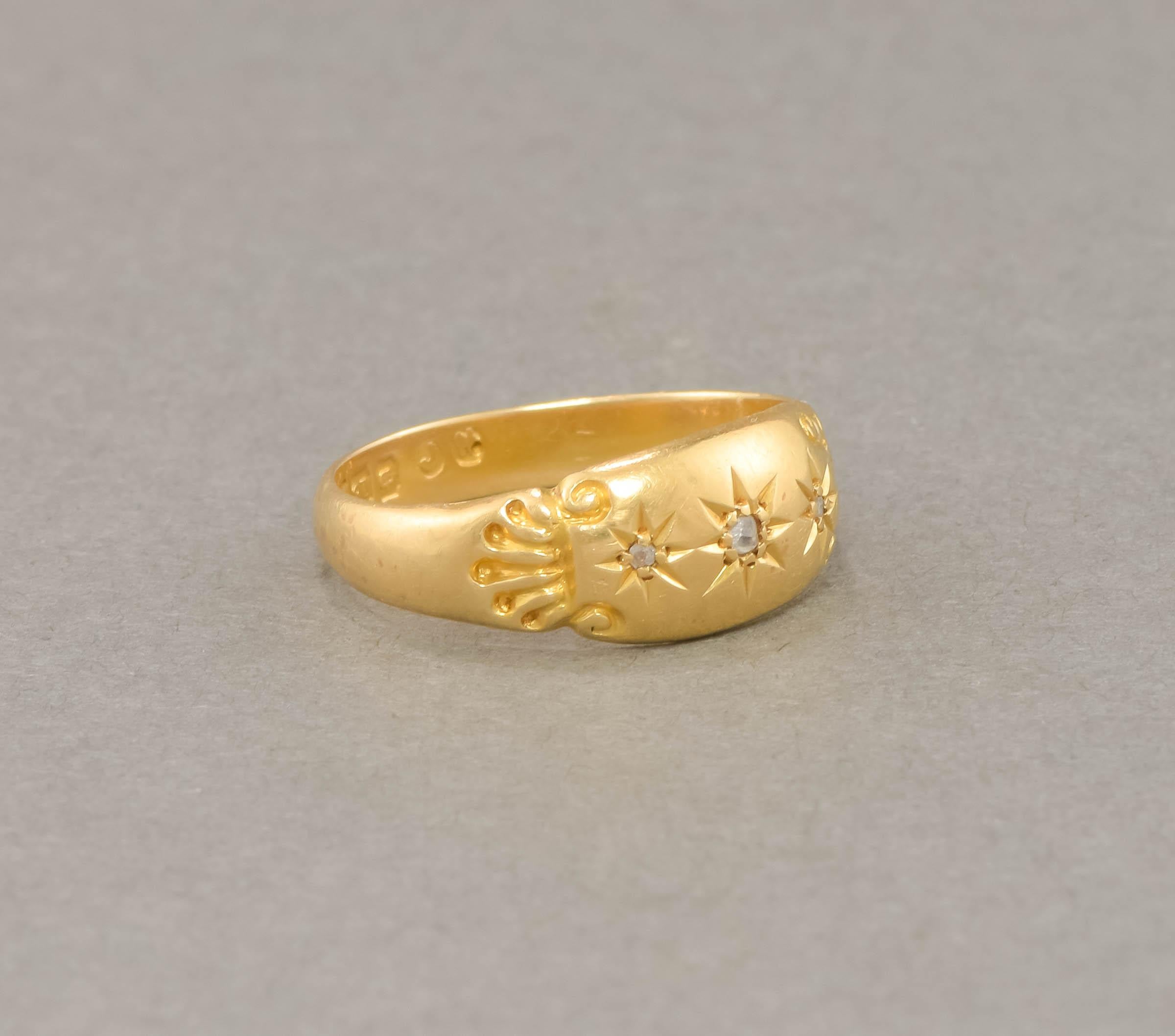 Edwardian 18K Gold Diamond Band Ring, Hallmarked Chester 1910 - 1911 6
