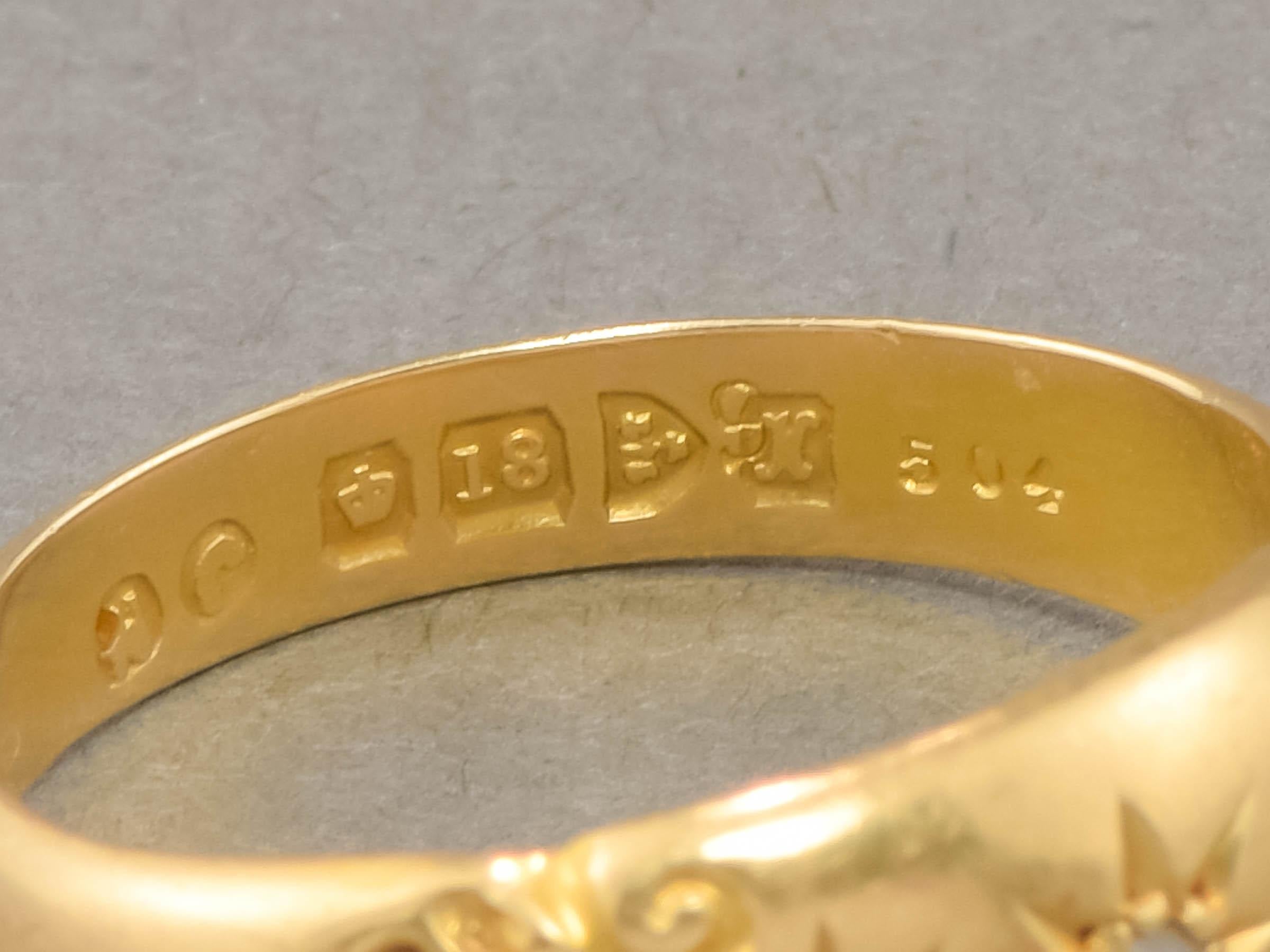 Edwardian 18K Gold Diamond Band Ring, Hallmarked Chester 1910 - 1911 7