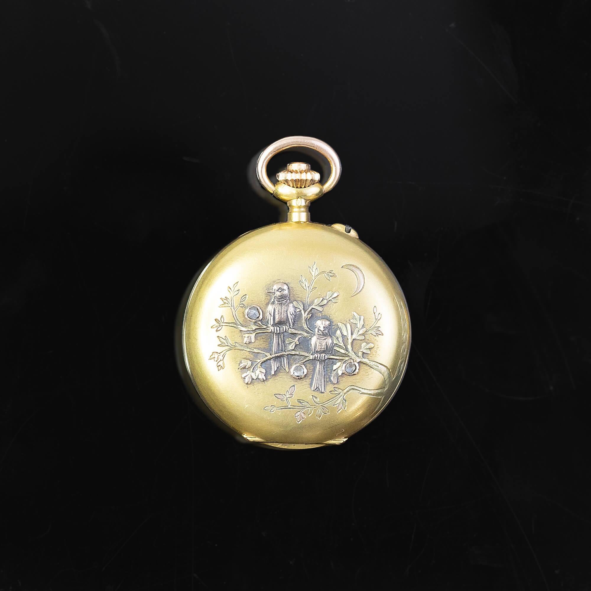 Edwardian 18k Gold Diamond Set Swiss Made Pocket Watch Circa 1900 In Good Condition For Sale In ADELAIDE, SA