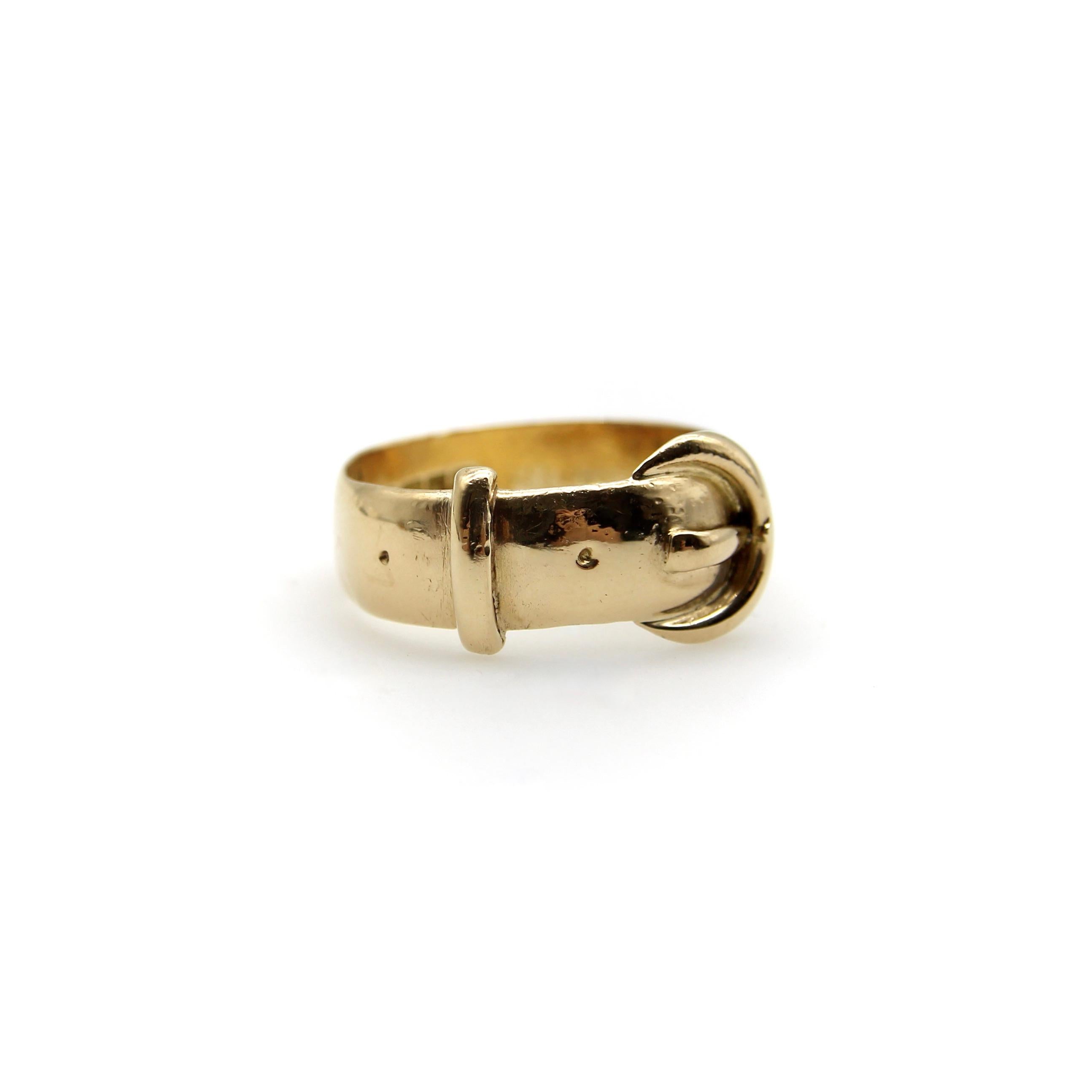 Edwardian 18K Gold Englisch Schnalle Ring im Zustand „Gut“ im Angebot in Venice, CA