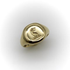 Edwardian 18K Gold Goldsmiths and Silversmiths Eagle Intaglio Signet Ring