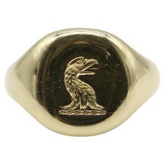 Edwardian 18K Gold Goldsmiths and Silversmiths Eagle Intaglio Signet Ring