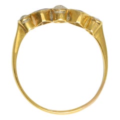 Edwardian 18k Gold & Platinum Sapphire & Diamond Bezel-Set Ring, Circa 1910