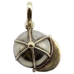 Antique Edwardian 18K Gold & Sterling Silver Equestrian Hat Charm or Pendant