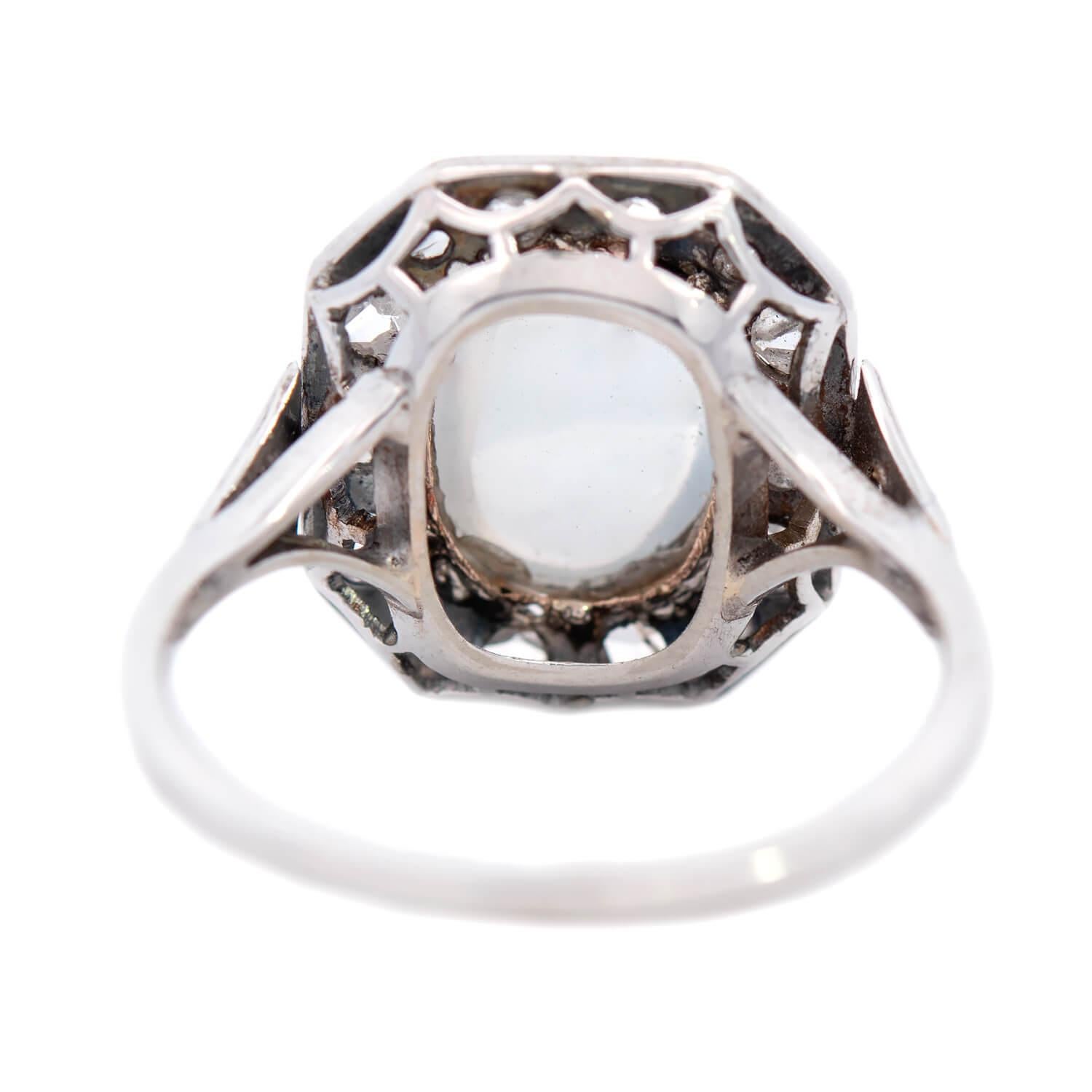 Women's or Men's Edwardian 18k Moonstone and Diamond Ring For Sale