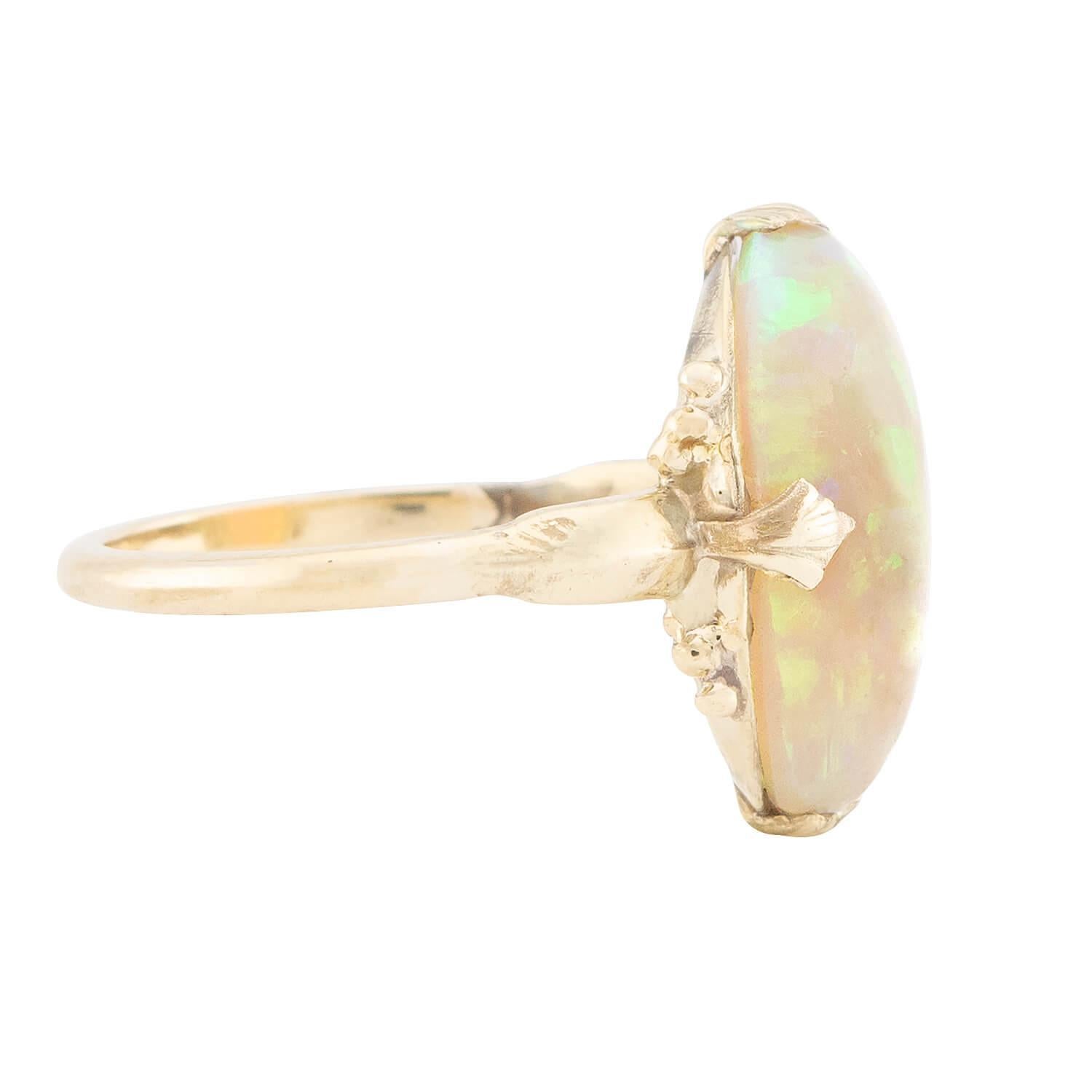 Oval Cut Edwardian 18k Opal Ring For Sale
