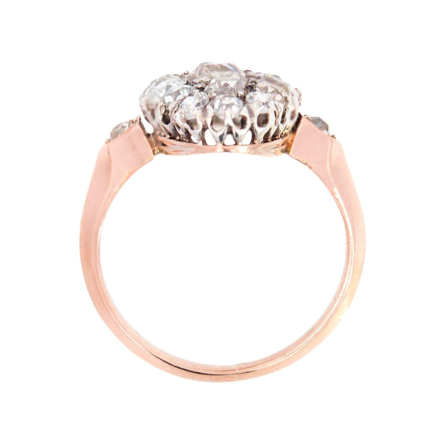 Women's or Men's Edwardian 18K/Plat Old Mine Cut & Rose Cut Diamond Ring 2.75ctw For Sale