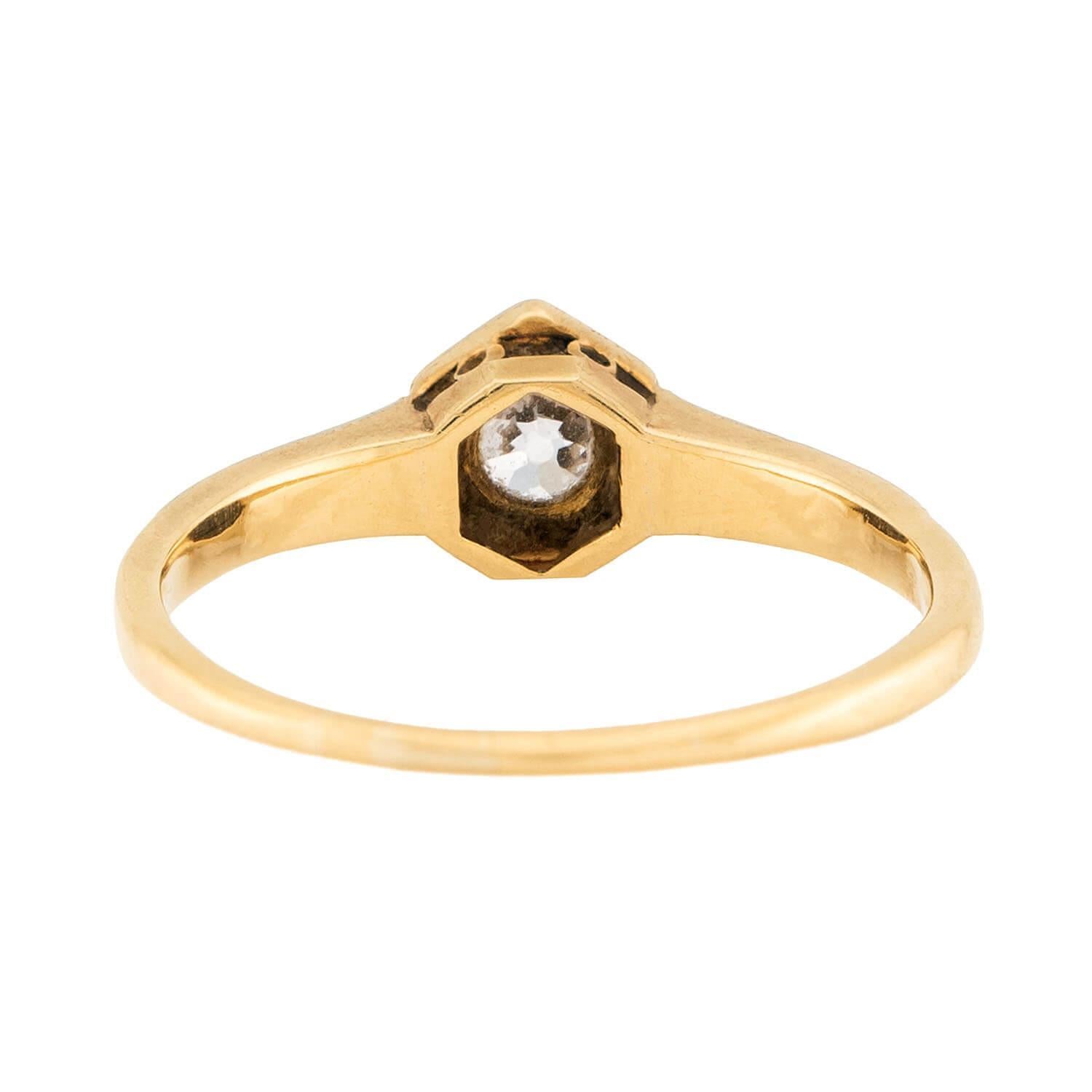 Women's Edwardian 18k & Platinum Diamond Engagement Ring .20ct For Sale
