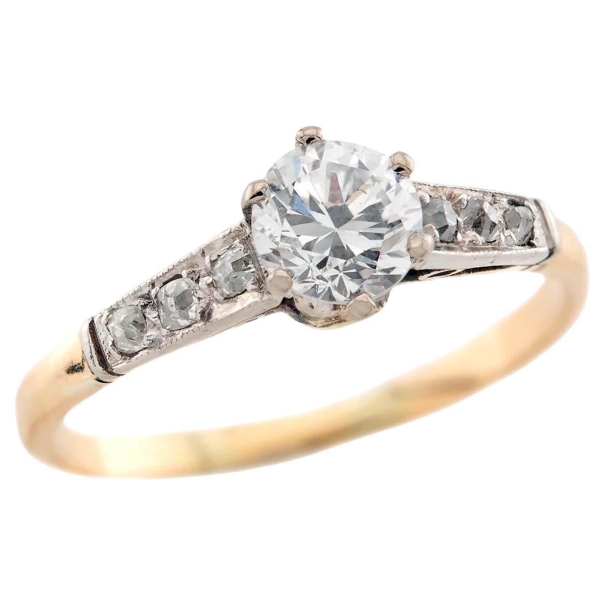 Edwardian 18k/Platinum Diamond Engagement Ring .45ct