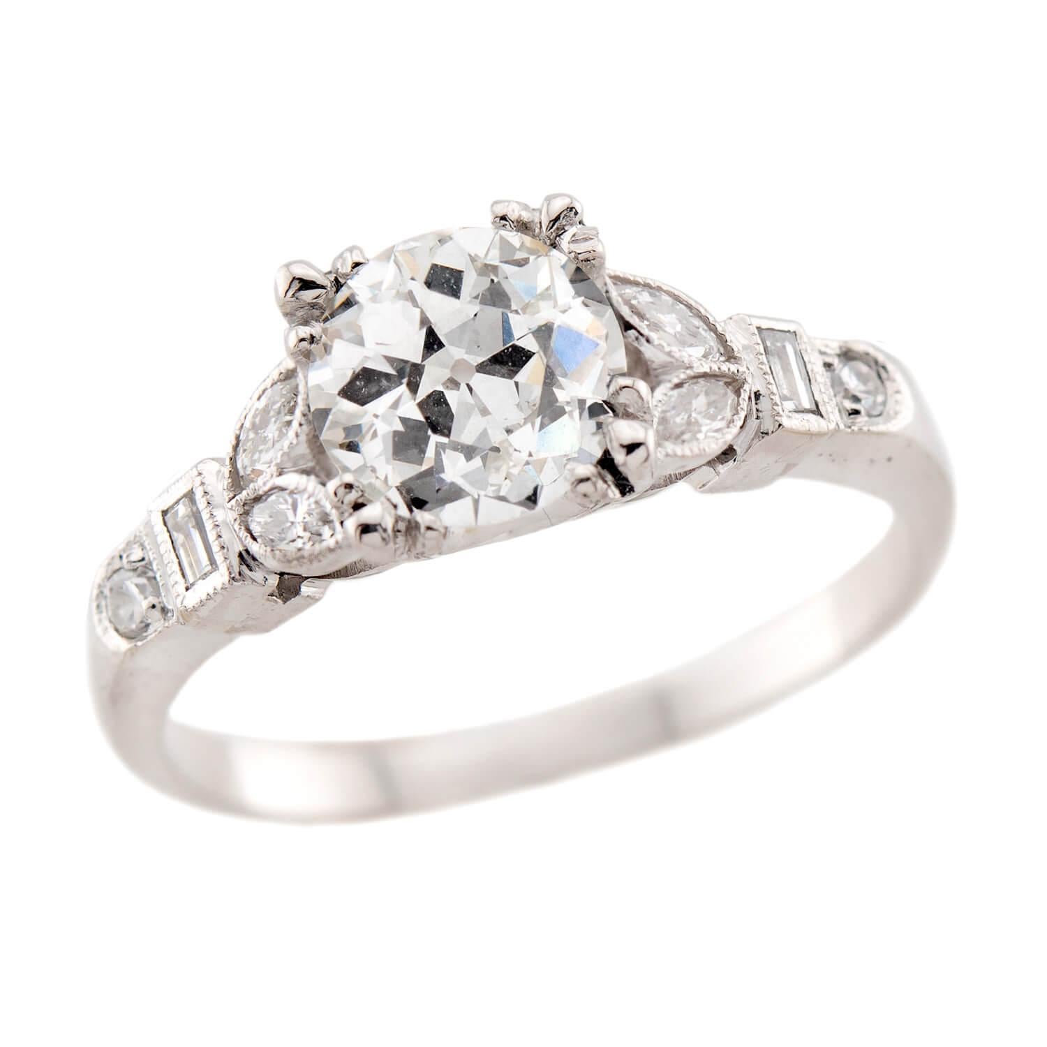 Edwardian 18k/Platinum GIA Diamond Engagement Ring 1.01ct For Sale