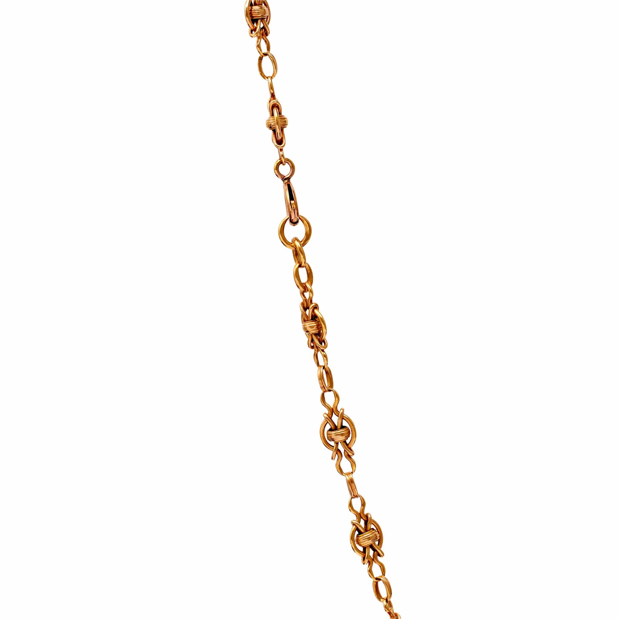Edwardian 18k Rose Gold Fancy Link Chain Necklace 1