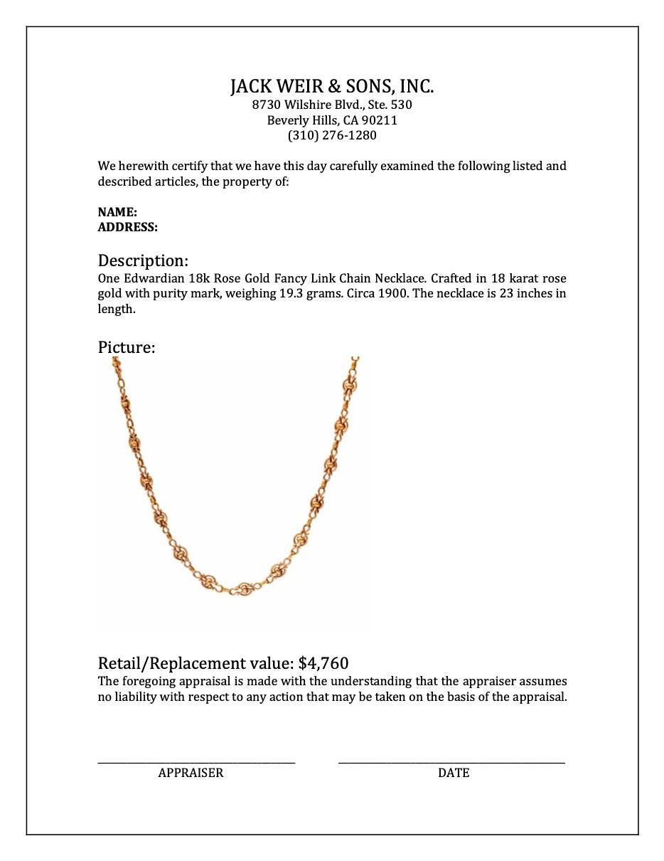 Edwardian 18k Rose Gold Fancy Link Chain Necklace 2