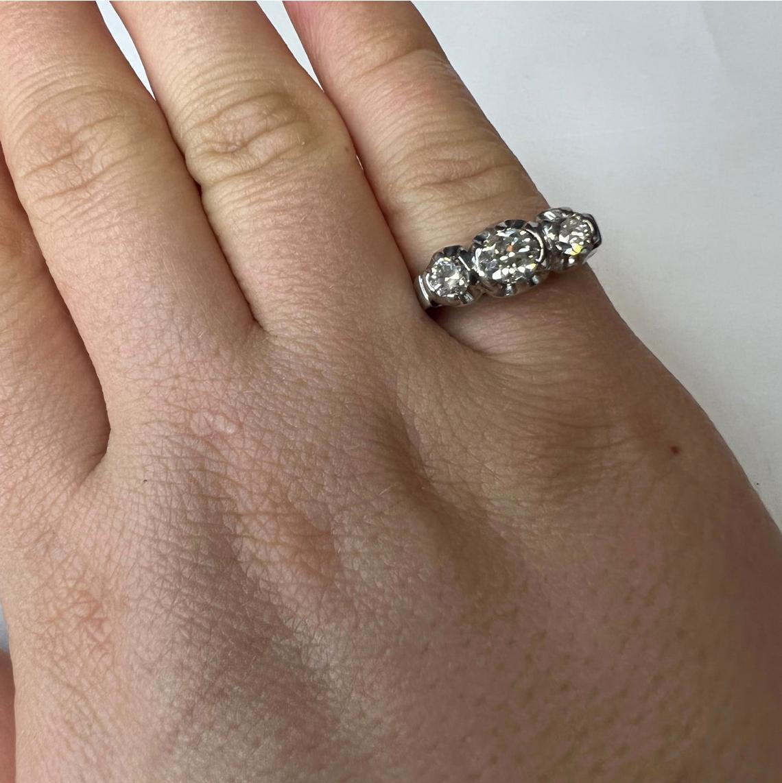 Edwardian 18K White Gold Diamond .35CTW Ring For Sale 7