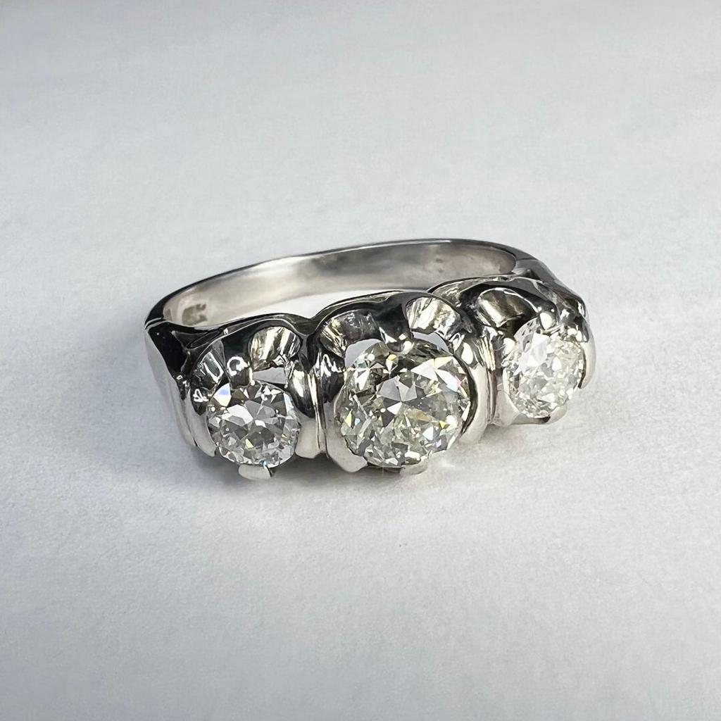 Edwardian 18K White Gold Diamond .35CTW Ring In Excellent Condition For Sale In Addison, TX