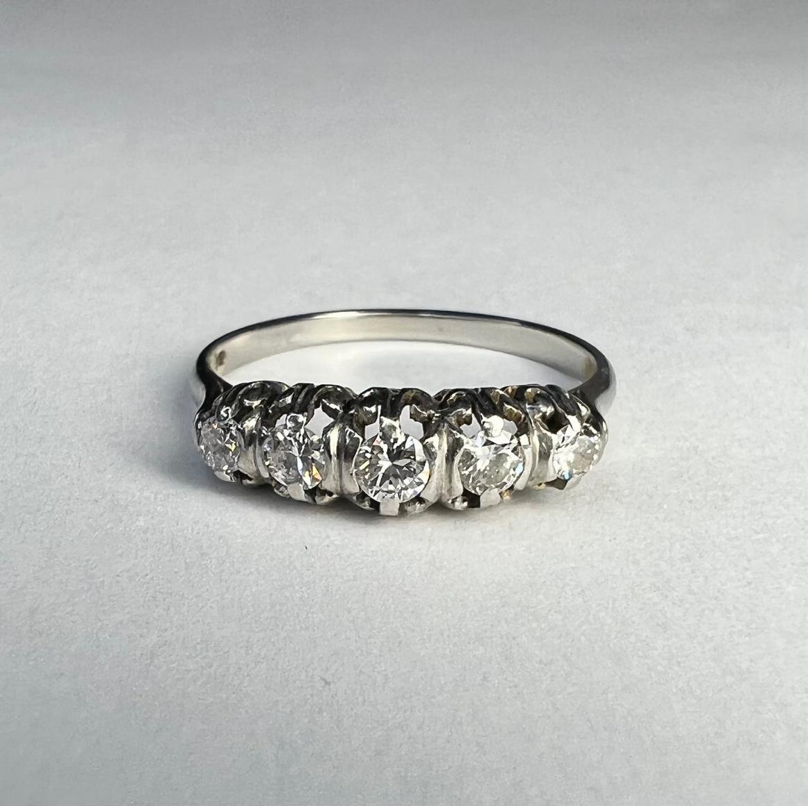 Women's Edwardian 18K White Gold Diamond .35ctw Ring For Sale