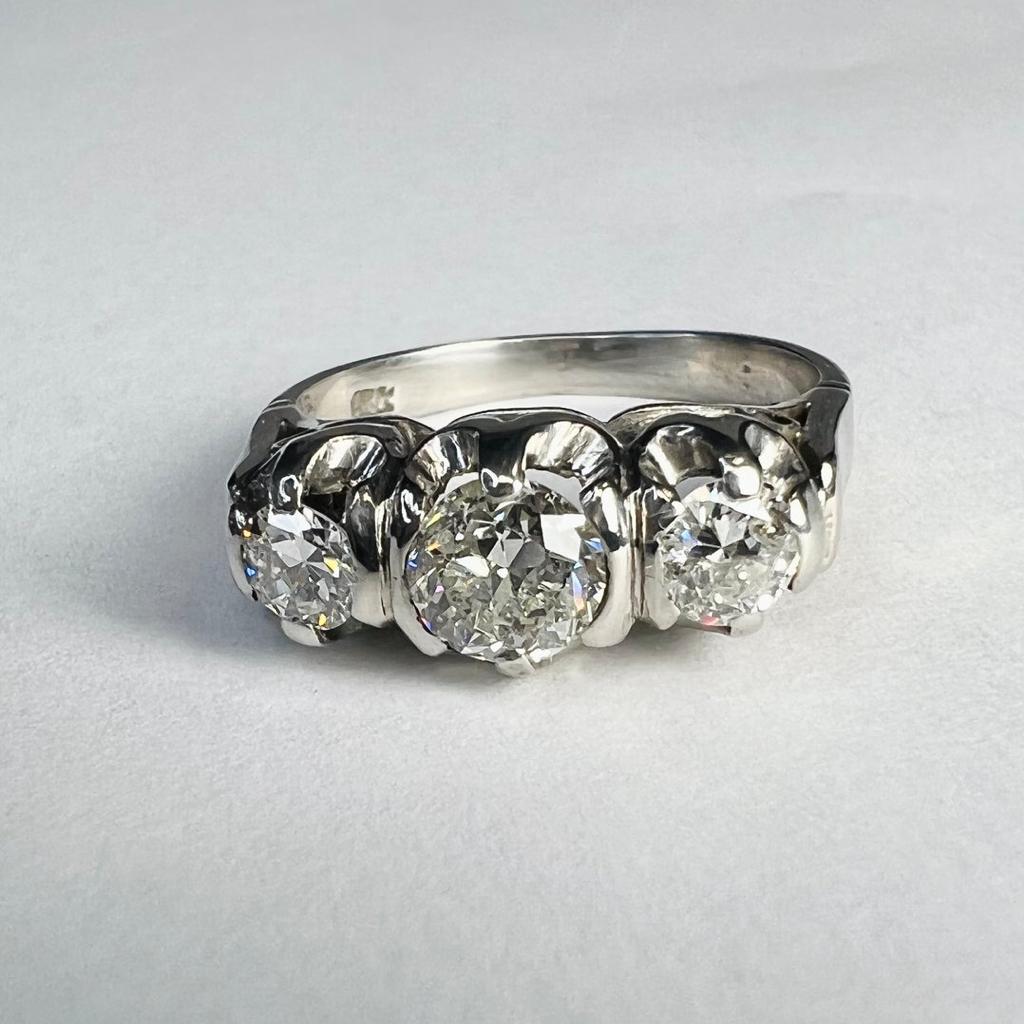 Edwardian 18K White Gold Diamond .35CTW Ring For Sale 1