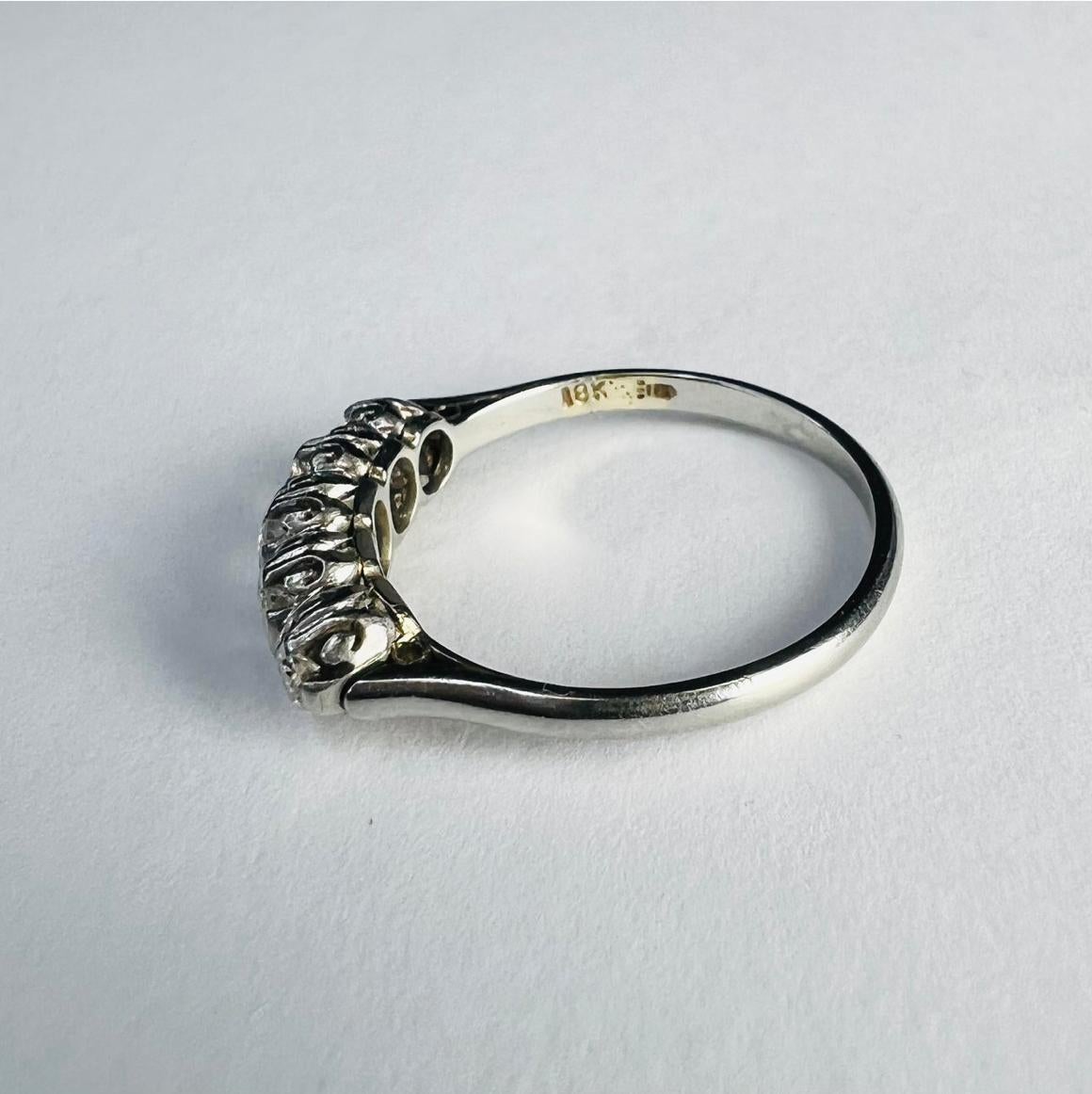 Edwardian 18K White Gold Diamond .35ctw Ring For Sale 1
