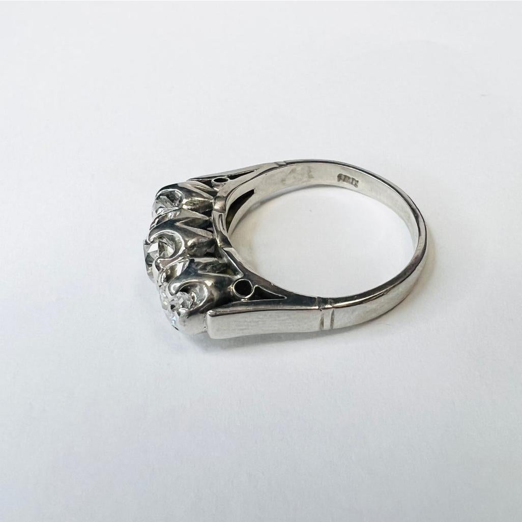 Edwardian 18K White Gold Diamond .35CTW Ring For Sale 2