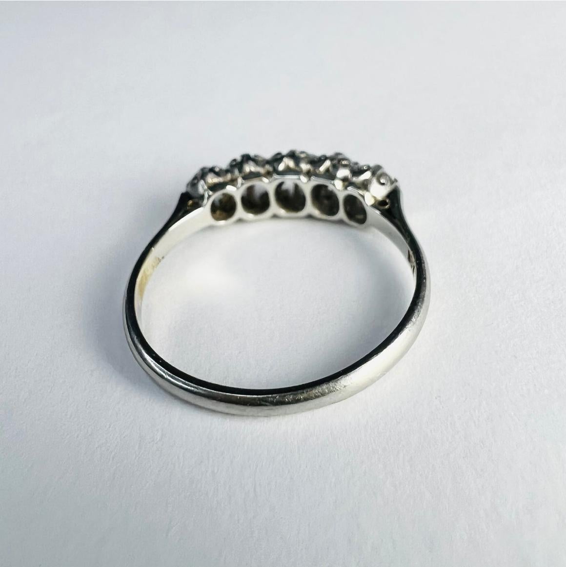 Edwardian 18K White Gold Diamond .35ctw Ring For Sale 2