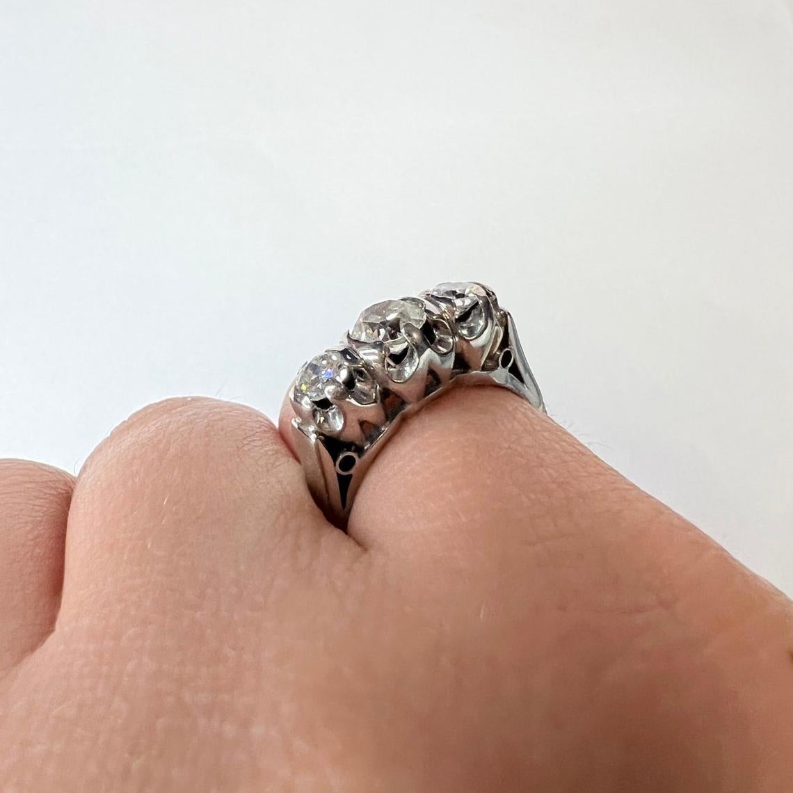 Edwardian 18K White Gold Diamond .35CTW Ring For Sale 5