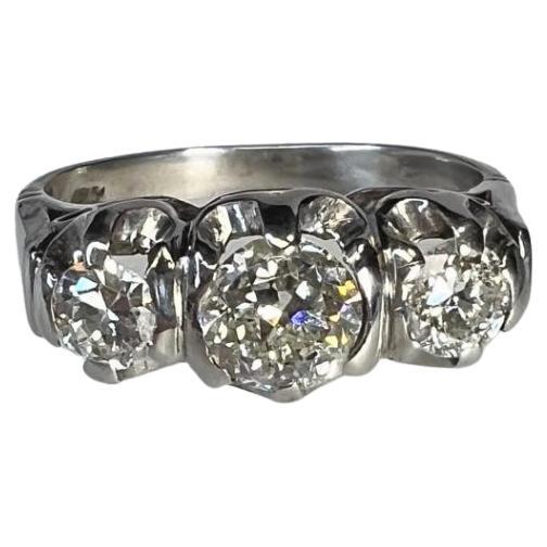 Edwardian 18K White Gold Diamond .35CTW Ring For Sale