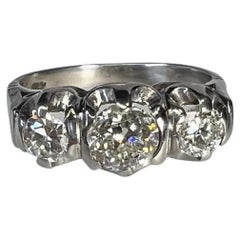 Bague édouardienne en or blanc 18 carats avec diamants de 0,35 carat poids total