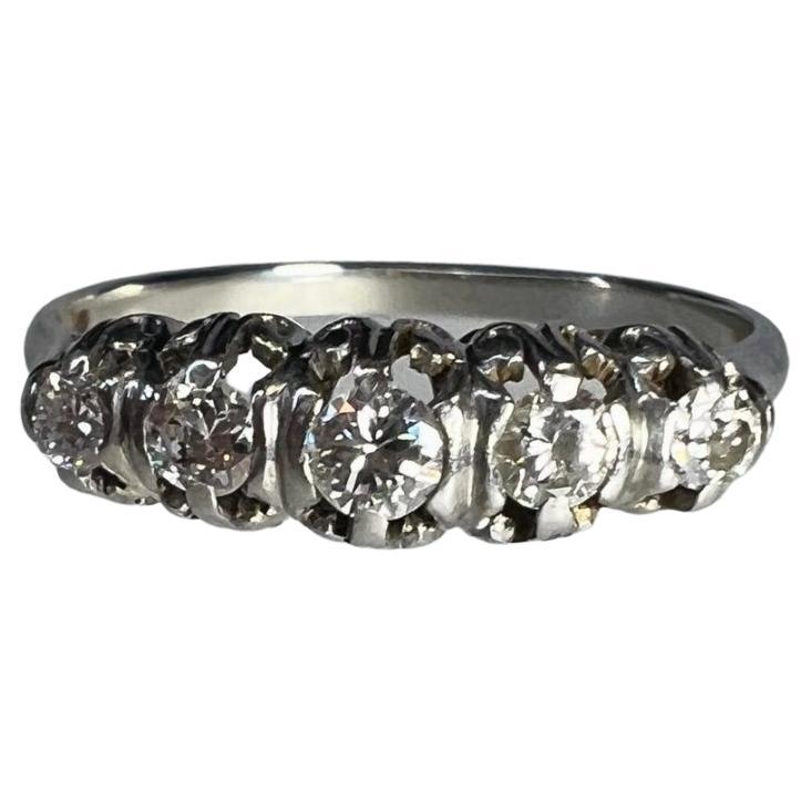 Edwardian 18K White Gold Diamond .35ctw Ring For Sale