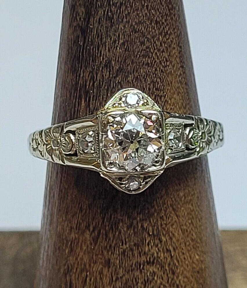 Donna Anello edoardiano in oro bianco 18 carati con diamante antico di proprietà da 0,67 ct. in vendita