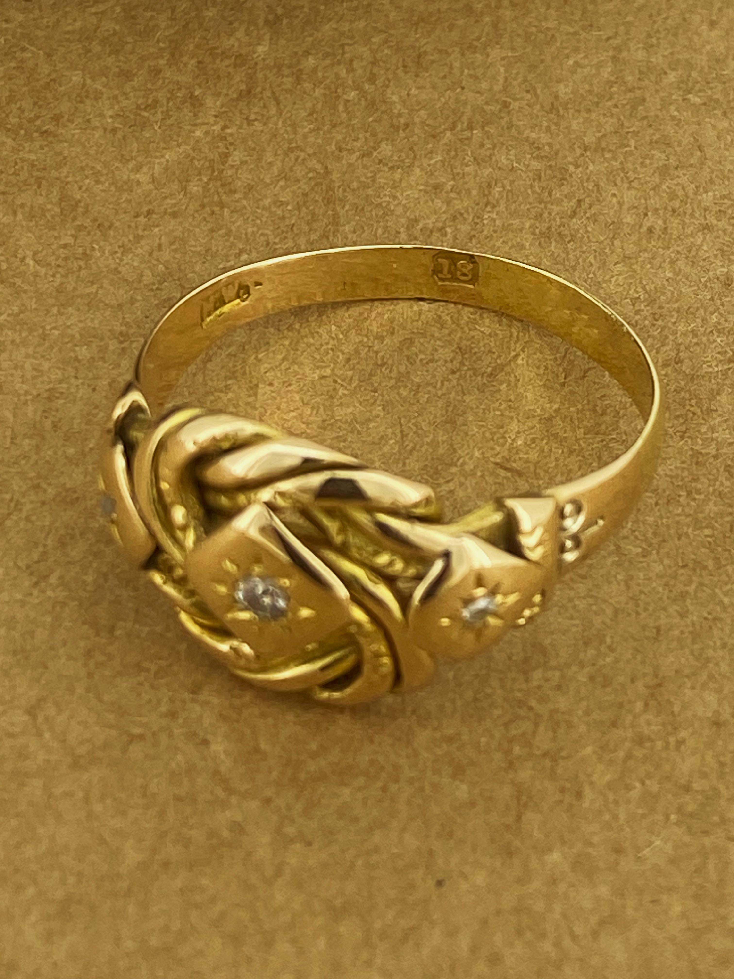 da uomo o donna Anello edoardiano in oro giallo 18 carati e diamanti con motivo 