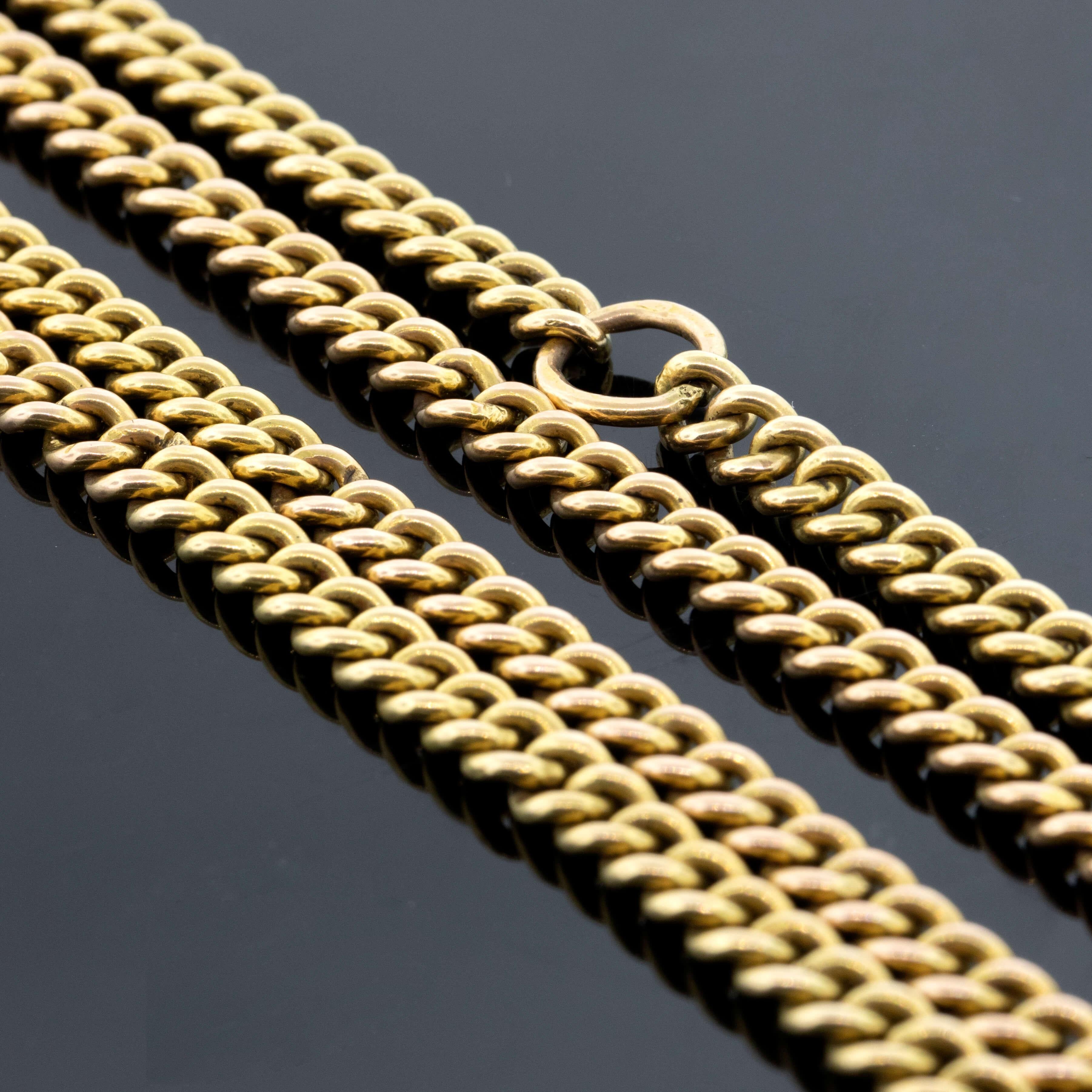 Edwardian 18k Yellow Gold Heavy Curb Chain Circa 1900 In Good Condition For Sale In ADELAIDE, SA