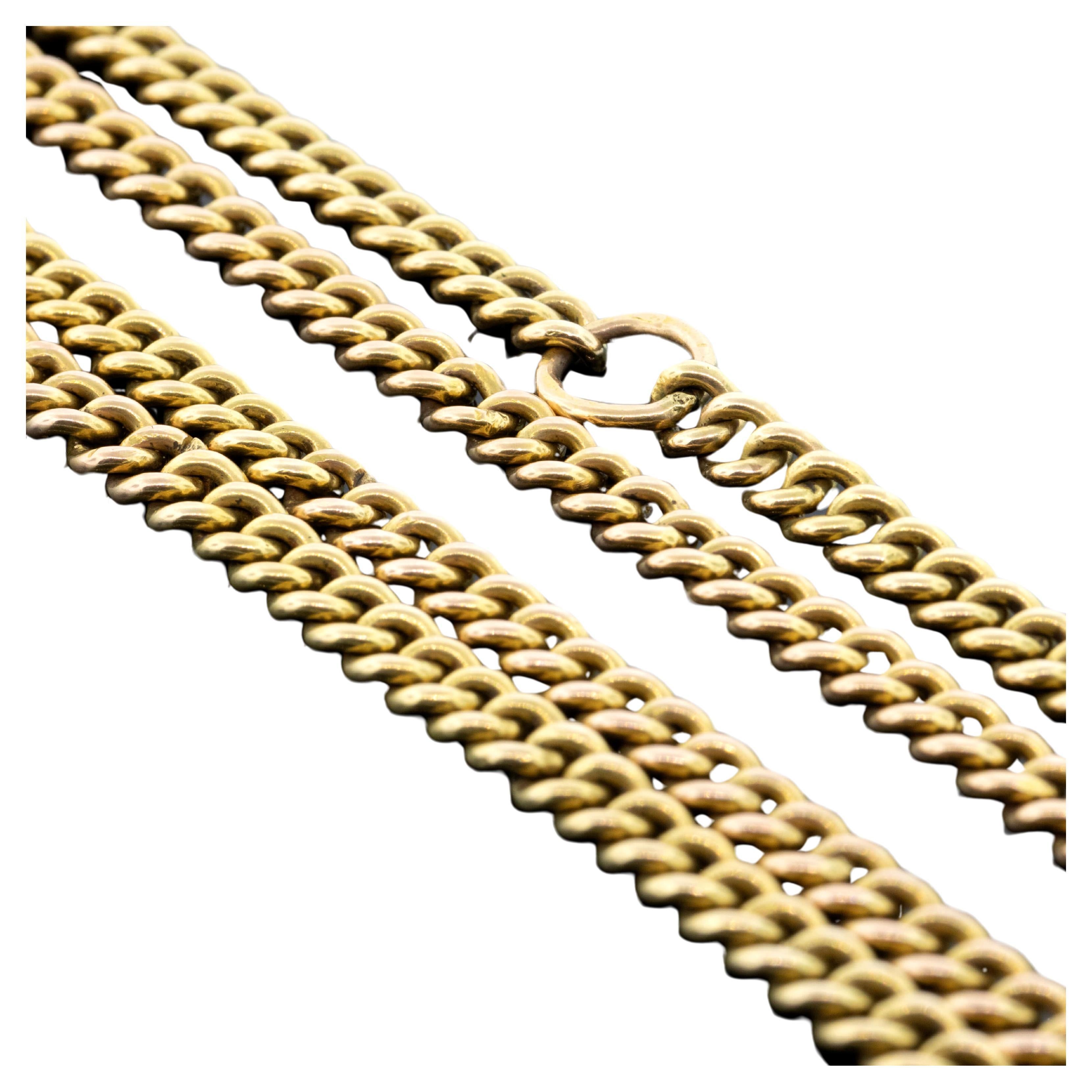 Edwardian 18k Yellow Gold Heavy Curb Chain Circa 1900 For Sale