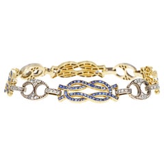 Edwardian 18K Yellow Gold & Sterling Silver 5 Carat Sapphire Diamond Bracelet