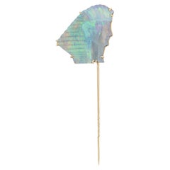 Antique Edwardian 18kt + Carved Opal Pharaoh Stick Pin