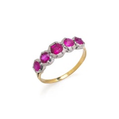 Edwardian 18KT Gold Natural Ruby Five Stone Ring