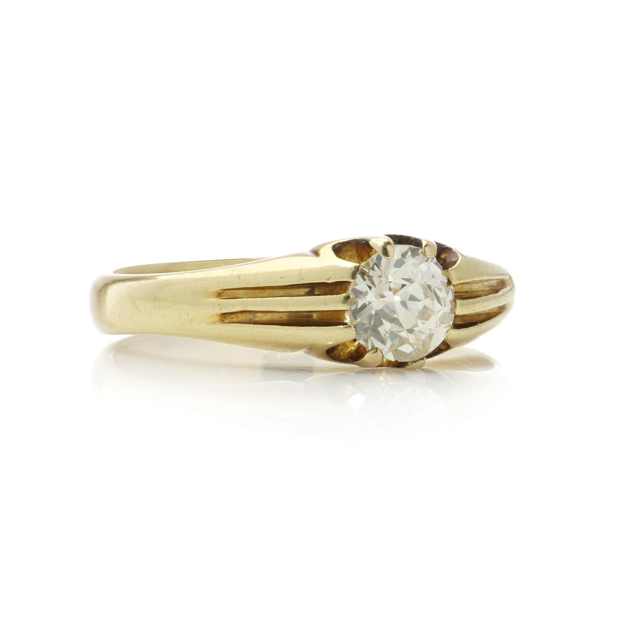 Edwardian 18kt Gold Old-Cut Diamond Solitaire Ring For Sale 1