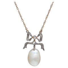 Edwardian 18KT Gold South Sea Pearl and Diamond Necklace Antique Edwardian 18KT Gold South Sea Pearl and Diamond Necklace