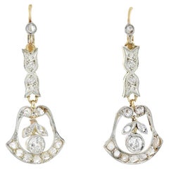 Edwardian 18kt/Platinum Diamond Dangle Earrings 0.90ctw