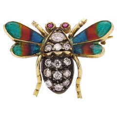  Edwardian 18kt. yellow gold and silver open-winged insect brooch
