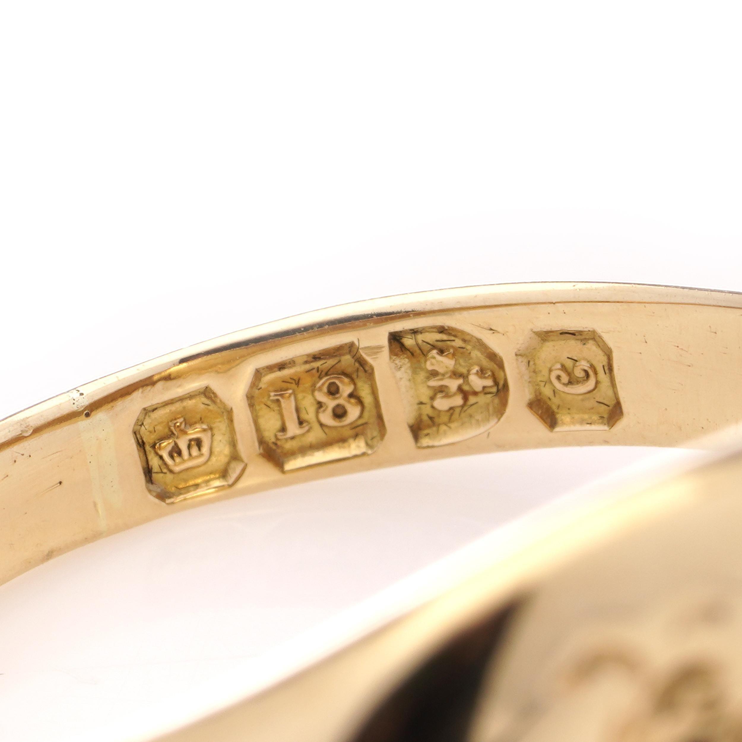 Edwardian 18kt. yellow gold pinky signet ring featuring a dog 2