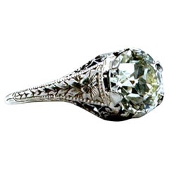 Anillo de compromiso eduardiano de diamantes con filigrana floral de 1.90 quilates GIA