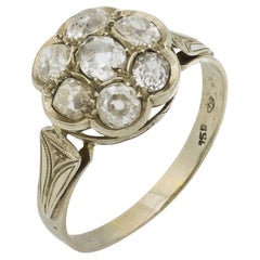 Edwardian 1,90 Karat Gesamtgewicht Diamant 18k Weißgold-Cluster-Ring