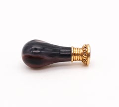 Edwardian 1900 Agate Desk Seal In 18Kt Gold With The Arms of The Prince of Wales