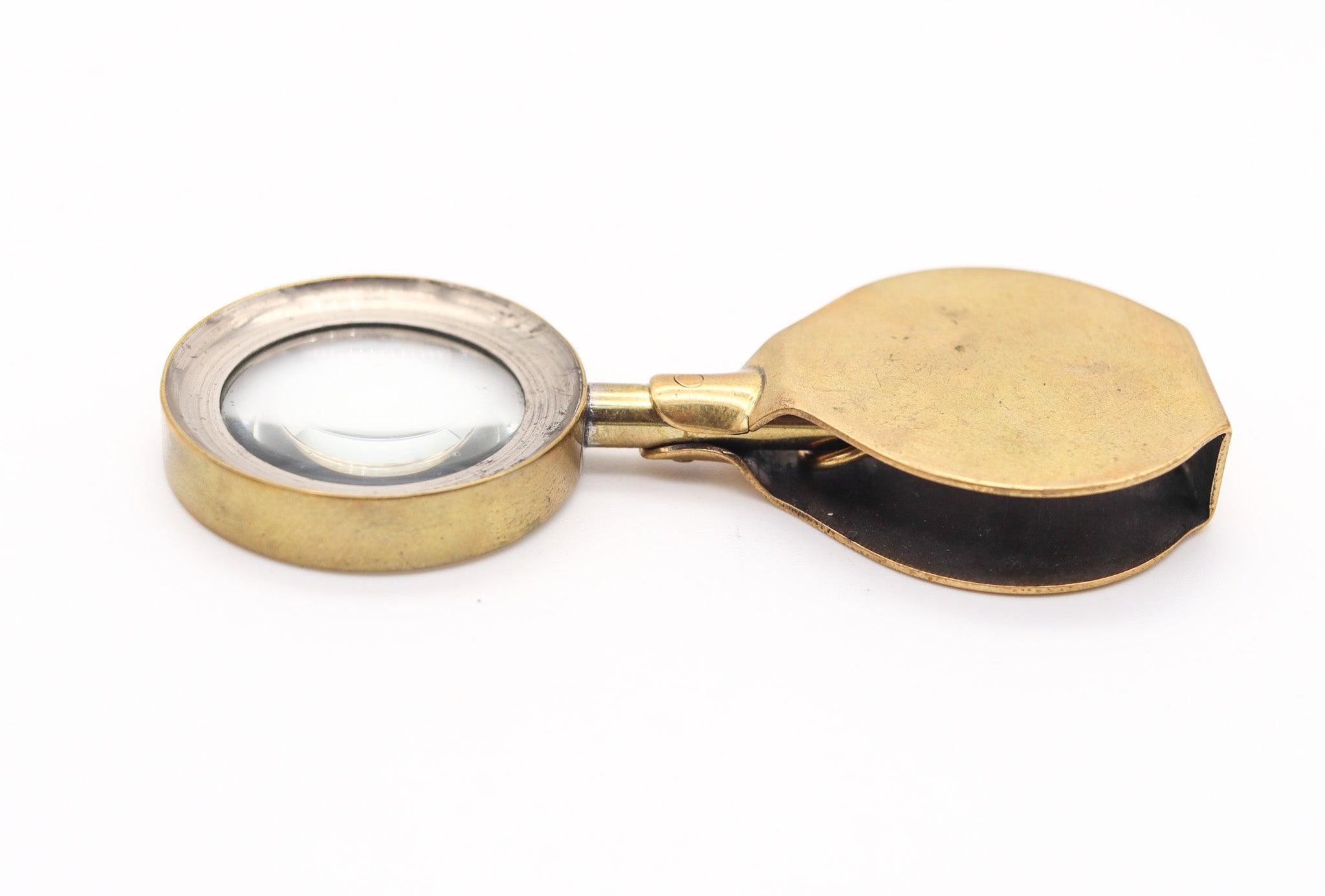 EDWARDIAN 1900 British Antique Foldable Lupe Lupenanhänger In poliert (Edwardian) im Angebot