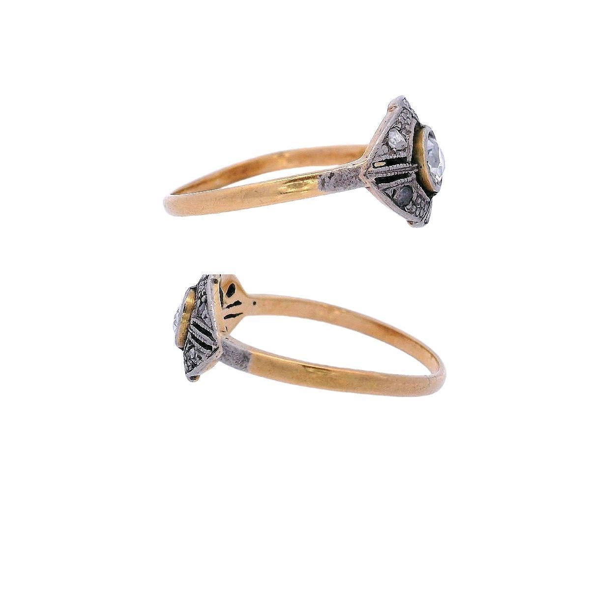 Women's or Men's Edwardian 1900 Engagement Ring in 18kt Gold and Platinum with Diamonds For Sale