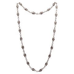 EDWARDIAN 1900 French Antique Long Chain In Solid Sterling Silver