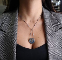 Edwardian 1900 Guilloche Enamel Pocket Watch lavalier Necklace in 18kt Gold