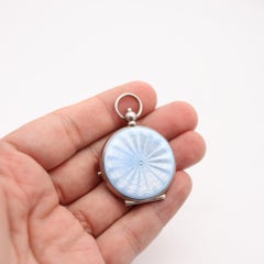 EDWARDIAN 1900 Pforzheim Smalto Guilloché Ciondolo a specchio in argento 925